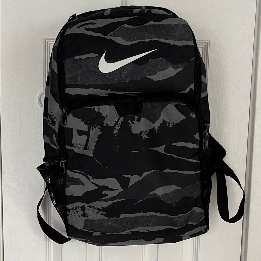 Nike Kids Black and Gray Camouflage Backpack